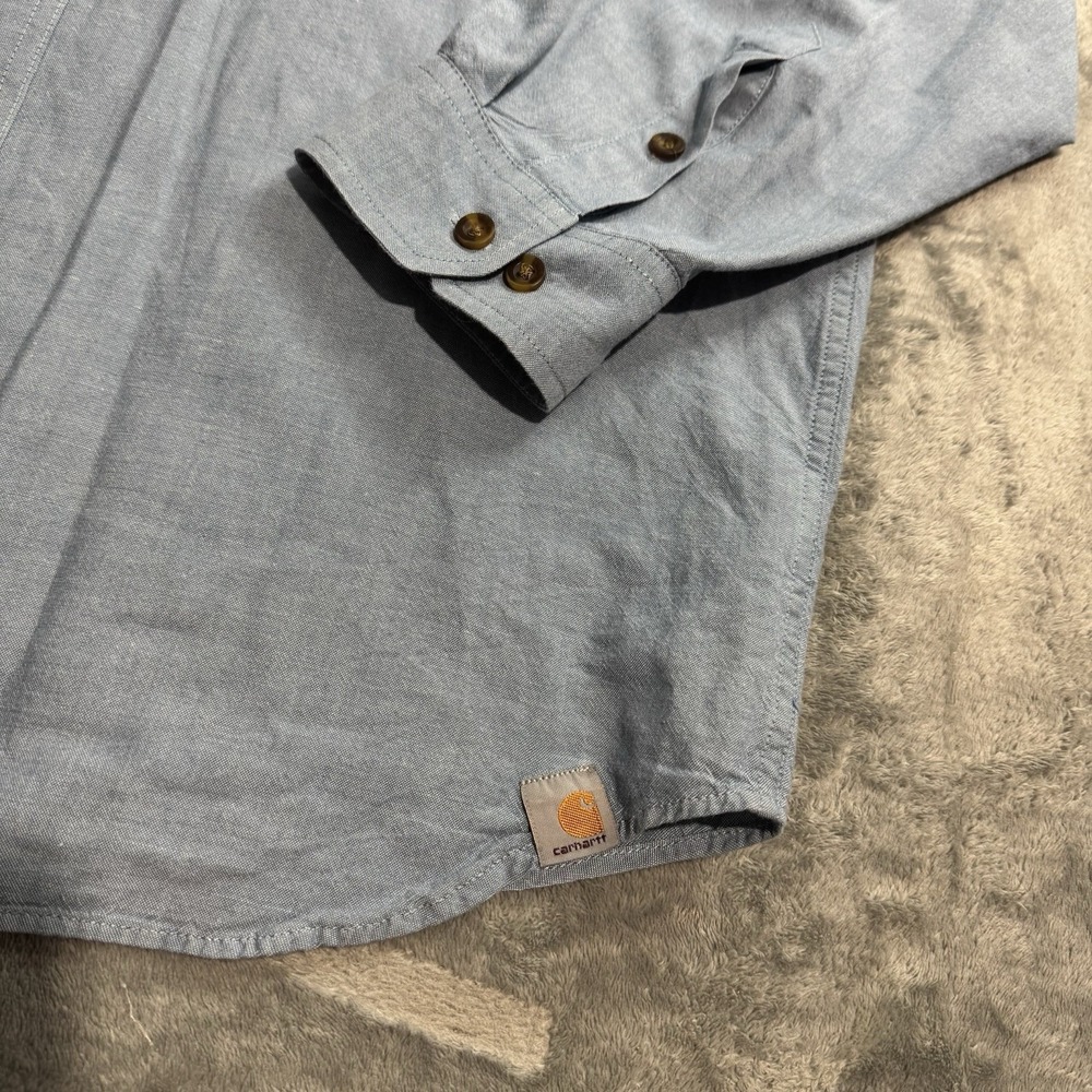 Carhartt Relaxed Fit Longsleeve Button Shirt Mens L Embroidered Logo Work Office - Picture 3 of 8
